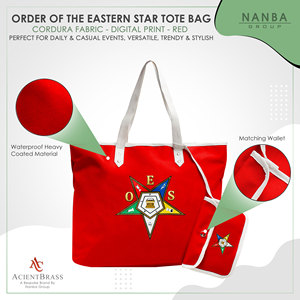 กระเป๋าโท้ทกันน้ำ OES Eastern Star Masonic สีแดงขาว พร้อมหูหิ้ว ซิปปิด ปักโลโก้ พร้อมกระเป๋าใบเล็กเข้าชุด แฟชั่นอุปกรณ์เสริมสำหรับการช้อปปิ้ง - Product Image 3