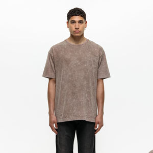 T-shirt Vintage Homme Streetwear Haute Qualité Délavé à l'Acide Coupe Oversize Grande Taille Front Uni 100% Coton Séchage Rapide Fitness Vente en Gros - Product Image 1