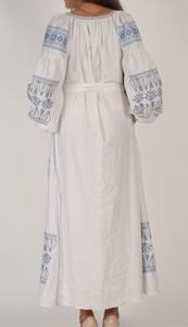 Vestido Maxi de Algodón Blanco Premium para Mujer, con Simbolismo Ucraniano Antiguo, Tejido, Elegante, Cintura Natural, Colección Exclusiva - Product Image 3