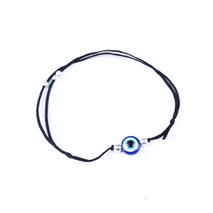 Hand Jewelry Small Black <b>Bead</b> Colorful Adjustable Black Cord Evil Eye Fine <b>Bracelet</b> with Silver <b>Beads</b> for Adjustable Protection - Product Image 1