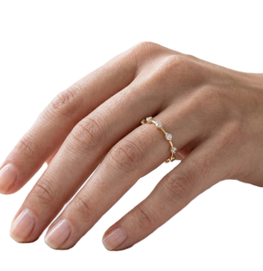 เครื่องประดับแฟชั่นเพชรทรงกลม GIA IGI รับรองคุณภาพ ทองคำแท้ 18K แหวนเพชรโมอิสซาไนต์แบบวงแหวนลอยตัว ดีไซน์ Eternity สำหรับหมั้น - Product Image 5