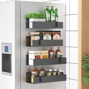 Set di 4 Organizzatori Magnetici per Spezie Grigio Scuro, Porta Spezie per Frigorifero e Forno, Gestione Efficiente della Cucina - Product Image 4