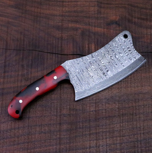 Cuchillo de Carnicero de Acero de Damasco Hecho a Mano con Mango de Resina y Funda de Cuero, Venta al por Mayor OEM ODM - Product Image 5