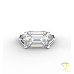 แหวนหมั้นเพชรทรงเอเมอรัลด์คัท เพชรเลี้ยงในห้องปฏิบัติการ ตัวเรือนโรสโกลด์แบบแยกส่วน แหวนเพชรเม็ดเดี่ยวแบบสี่ขา แหวนแต่งงานสำหรับผู้หญิง - Product Image 3