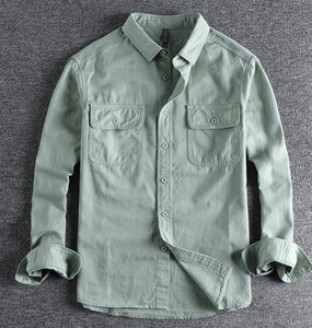 Chemise en flanelle à manches longues pour homme personnalisable, 100% coton, décontractée, unie, respirante, écologique, séchage rapide, coupe ample, automne - Product Image 6