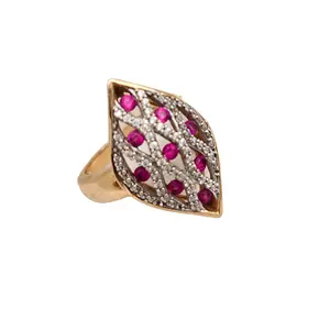 14k纯金铺路钻石设计师戒指精美天然电气石宝石戒指真珠宝制造商和批发商