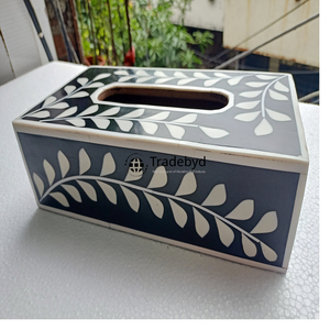 Caja y Soporte para Pañuelos de Diseño Artesanal con Incrustaciones de Hueso Ecológicas de Primera Calidad, Decoración de Lujo para Sala de Estar, Tradebyd - Product Image 1