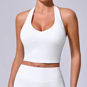 Custom Wholesale New Fashion <b>Womens</b> High Support Yoga Tank <b>Top</b> Double Layer Contrast Color Shockproof Fitness Gym Vest - Product Image 1