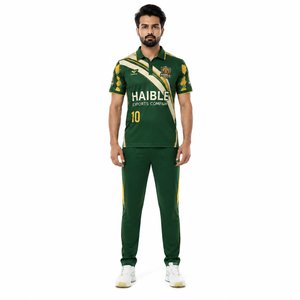 <b>Men's</b> Custom Sublimated T20 Cricket Kit Heritage Gold & Green 100% Polyester Match Uniform - Product Image 1