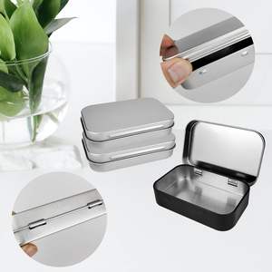 Lot de 2 boîtes rectangulaires en métal, petites boîtes de rangement avec couvercles pour le stockage du tabac, des cigarettes, des bonbons et des bijoux en vrac - Product Image 4