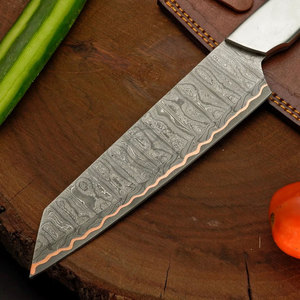 Couteau de chef professionnel en acier Damas forgé à la main, manche en acier inoxydable argenté, lame de 8 pouces ultra-affûtée, compatible lave-vaisselle - Product Image 6