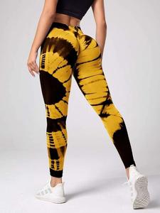 Leggings de yoga mi-taille pour femme, longueur intégrale, couleur bordeaux, en Spandex et Polyester, extensibles dans les quatre sens, taille élastique avec cordon de serrage - Product Image 4