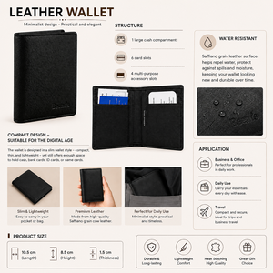 Beena's Men's Genuine Leather Slim <b>Wallet</b> Fold Closure Minimalist Design Solid Short RFID High Quality <b>Brown</b> and Black Daily Use - Product Image 2