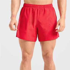 <b>Men's</b> <b>Red</b> Solid Color Quick Dry Elastic Waist <b>Short</b> <b>Shorts</b> Casual Style Mid Rise Woven Polyester <b>Shorts</b> Customized <b>Shorts</b> - Product Image 1