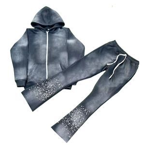 Conjunto Deportivo Informal de Invierno para Hombre, Corte Regular, con Capucha, Efecto Desgastado, Forro Polar Ligero, 100% Algodón, para un Estilo Urbano Diario - Product Image 3