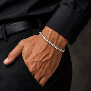 Bracelet tennis en diamants pour femme, fermoir élégant en or blanc, bijoux de style luxueux, bracelet en acier inoxydable - Product Image 5