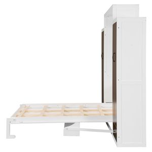 Lit Murphy pleine taille blanc avec tiroirs de rangement et table - Lit mural avec fonctions de rangement pratiques - Product Image 6