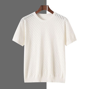 T-shirt à manches courtes pour homme en coton et fibre de bambou, imprimé lettres sur le devant, col rond, coupe décontractée, respirant, anti-plis, séchage rapide - Product Image 4