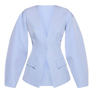 2026 Women's Blue <b>Blazer</b> <b>Skirt</b> <b>Set</b> Long Sleeve High Waist Long <b>Skirt</b> Elegant Office Two Piece Suit Casual Fashion OEM Wholesale - Product Image 2