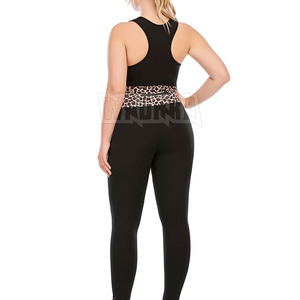 Ensemble de yoga pour femmes, noir uni, respirant, séchage rapide, leggings taille haute, débardeur court dos nageur, grande taille, sans couture, tenue d'entraînement 2 pièces - Product Image 4