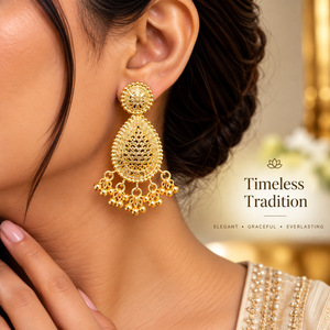 Exquisite Layered Teardrop Necklace <b>Set</b> | 24K <b>Gold</b> Polish Copper Brass Jewelry | Traditional party wear Statement <b>Earrings</b> <b>set</b> - Product Image 2