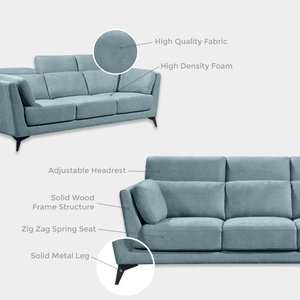 Juego de Sofás Seccionales de 2 Piezas, Minimalistas, Ecológicos, de Tela, con Espuma de Alta Densidad, Construcción Duradera, Diseño Confortable, Patas de Plástico - Product Image 6