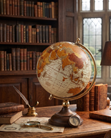Globe terrestre éducatif vintage avec base en laiton robuste – Globe décoratif de luxe pour bureau et bibliothèque