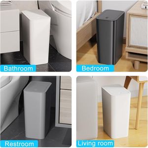 Paquete de 3 Cubos de Basura para Baño de 10L/2.6 Galones con Tapa de Presión, Cubo de Basura Delgado, Cesto de Basura Pequeño, Práctico Contenedor de Residuos para Baño - Product Image 4