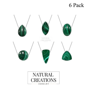 Premium Silver Plated Stainless Steel 925 Silver Classic Slider Malachite Mix Shapes Spring <b>Lock</b> <b>Cable</b> Chain Bezel Setting Gift - Product Image 1