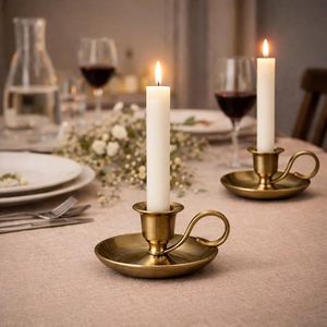 <b>Black</b> Metal Vintage Style <b>Candlestick</b> <b>Holders</b> with Handle Rustic Country Style Table Decorations for Christmas Decoration - Product Image 3