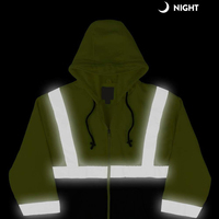 Sudadera de Seguridad Unisex con Cremallera Completa, Reflectante, de Alta Visibilidad, Transpirable, de Forro Polar, para Trabajo, Casual, de Moda, para Construcción, de Manga Larga