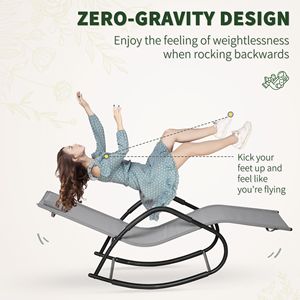Sedia a Sdraio Grigia Moderna in Ferro per Patio, Sedia a Dondolo a Gravità Zero per Relax a Bordo Piscina, Sedie da Esterno - Product Image 5