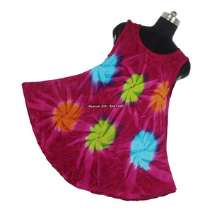 Vestido Largo sin Mangas con Cuello Redondo y Estampado Tie Dye, Estilo Bohemio, para la Noche, en Rayón, Moda 2026 - Product Image 1