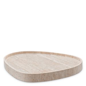 Plateau de service en marbre travertin naturel pour table à manger et cuisine, avec un motif de pierre élégant et une finition de surface lisse - Product Image 4
