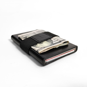 High Quality Castello Genuine Leather RFID Aluminum Card Case <b>Smart</b> <b>Wallet</b> Men's Slim 5 Colors Open Embossed Logo Elastic Money - Product Image 4