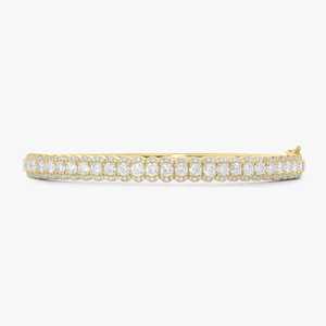 Sparkling Diamond <b>Bangles</b> 14K 18K <b>Solid</b> <b>Gold</b> Round Cut Lab Grown Cuff Secure Lock Elegant Modern Statement Wrist Bands Bracelets - Product Image 1