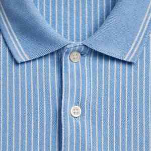 Camisa Polo Unisex NEXTEX a Rayas, Azul Claro y Blanco, Manga Corta, Cuello con Botones, Clásica - Product Image 5