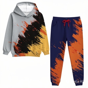 Ensemble sweat-shirt et pantalon de survêtement à capuche uni avec cordon de serrage, style sportif printanier, unisexe, noir, blanc, rouge, pour la course, vente en gros - Product Image 4