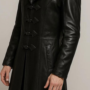 Black Gothic <b>Long</b> <b>Coat</b> PU Leather <b>Men</b>’s Trench <b>Coat</b> Halloween Costume - Product Image 4