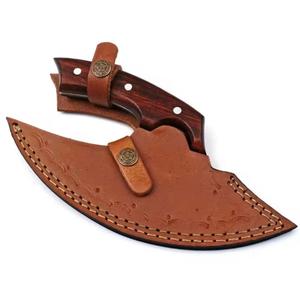Couteau à pizza artisanal en acier Damas, idéal pour les hôtels, avec manche en bois personnalisé et étui en cuir, fabrication artisanale en acier, International - Product Image 2