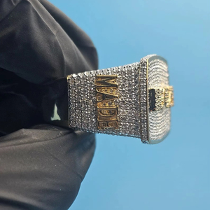 Bague Hip Hop en Argent Sterling 925 Plaqué Or avec Diamants Sertis, Certifiée IGI, Classique pour Homme - Product Image 5
