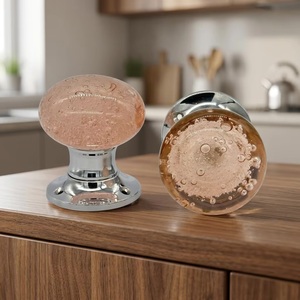 Pomo de Cerámica Rosa Burbuja con Base Cromada, Redondo, Ecológico, Moderno, para Muebles de Cocina, Hogar, Oficina, Puertas y Cajones - Product Image 3