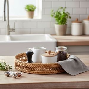 Bandeja de Ratán con Asas, Bandeja Redonda Tejida a Mano, Bandeja Natural para Servir Café, Desayuno, Decoración del Hogar, Ecológica, Venta al por Mayor - Product Image 5