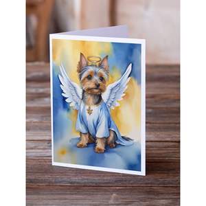 Whimsical A7 Size 5x7 Silky Terrier Angel Blank <b>Note</b> <b>Cards</b> Pack of 8 with Envelopes <b>Greeting</b> <b>Cards</b> - Product Image 2