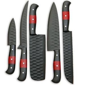 Stainless Steel Chef <b>Knife</b> <b>Set</b> 5-Piece Handmade <b>Sharp</b> Black Powder Coated Kitchen <b>Knives</b> Non-Slip Comfort Handles Daily Use - Product Image 5