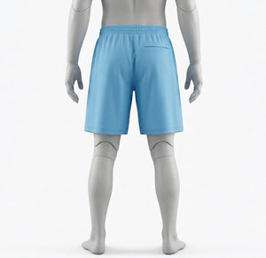Shorts pour homme en polyester respirant, bleu clair, taille élastique, coupe classique, couleur unie, vêtements de sport d'été - Product Image 4