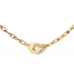 10K 14K 18K Yellow Gold Rectangular Link Chain for Modern Women <b>Statement</b> Diamond Jewelery Collection Handcuff Diamond <b>Necklace</b> - Product Image 1