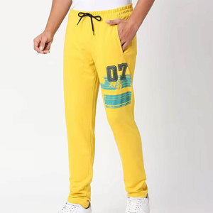 Pantalones Deportivos Casuales Amarillos para Hombre, Corte Holgado, Cintura Alta con Cordón, Transpirables, Tipo Cargo, 100% Algodón, Tallas Grandes - Product Image 4