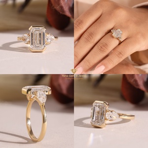 แหวนแต่งงานทองคำแท้ 14K ทรงเหลี่ยมมรกต ประดับเพชร CVD แล็บโกรว์ สี D ความใส VVS2 น้ำหนัก 3.00 กะรัต รับรองโดย IGI - Product Image 5