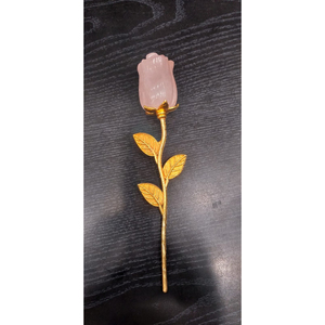 Figura Decorativa Feng Shui de Flor de Rosa y Hoja Dorada con Piedras Preciosas, Artesanía Hecha a Mano, Decoración para el Hogar, Productos de Regalo, Venta al Por Mayor - Product Image 1